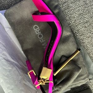 TOM FORD Satin Naked Padlock 105 Sandal in Hot Pink 38.5 (38)